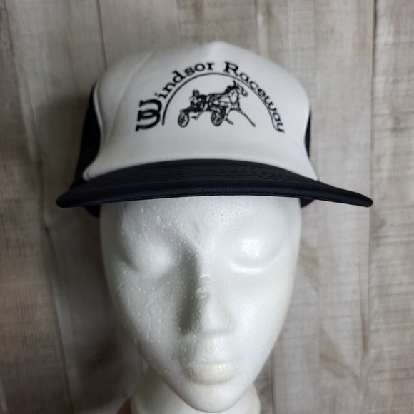 Windsor Raceway Trucker Hat. Black a& White. Vintage, Made in Canada. - Picture 2 of 6